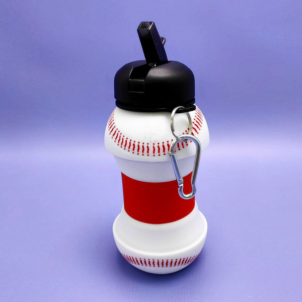 Бутылка складная силиконовая спортивная Silicon Bottle Sport, 550 мл. с карабином и поильником продажа и отгрузка кратно коробке кор/100 шт